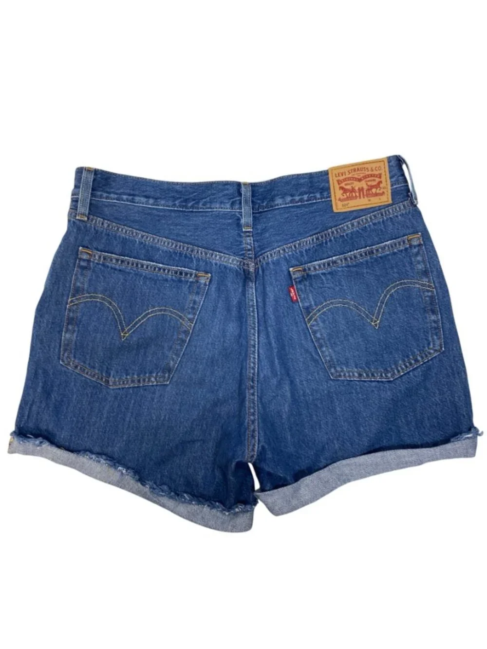Levi's 501 Long Button Fly High Rise Denim Blue Jean Shorts Women's Size 30